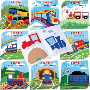 Faccito 24 Pcs Train Coloring Books Bulk Party Favors Trains Mini DIY Art Drawing Book, Drawing DIY Art Painting Color Booklet Goody Bags Fillers Games Party Favors