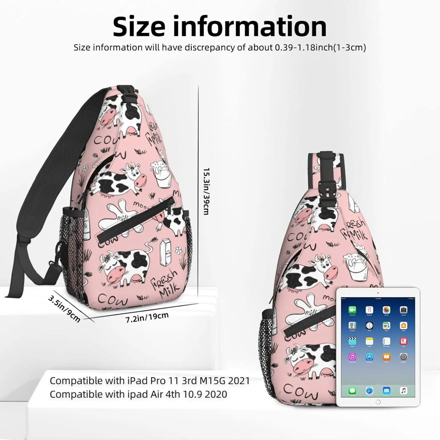 Famame Funny Cow Milk Print Sling Backpack Chest Bag Crossbody Shoulder Bag Gym Cycling Travel Hiking Daypack For Men Women