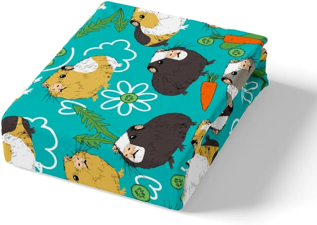 Feelyou Cartoon Hamster Bedding Set for Girls Boys Cute Guinea Pig Children Comforter Cover Decorative Pet Animal Theme Duvet Cover Carrot Vegetable Bedspread Cover 3Pcs with 2 Pillowcase Full Size
