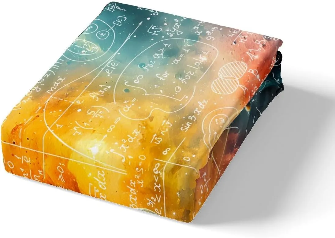 Feelyou Math Equation Bedding Set Full Size Kids Galaxy Solar System Comforter Cover Set for Boys Girls Teens Mathematics Formula Biology Duvet Cover Geometry Science Bedspread Cover Room Decor
