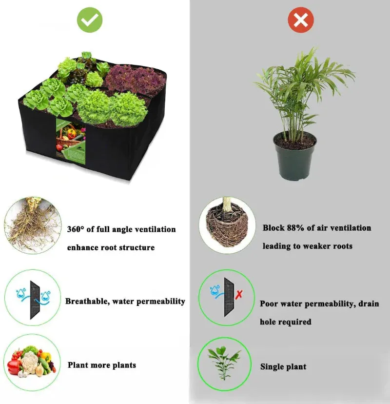 Felt Multi-Grid Rectangular Planting Bag for Vegetables