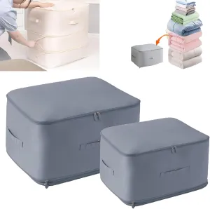 FETNHU Ultra Space Saving Self Compression Organizer, Heavy Duty Moving Bags, Travel Packing Organizers Storage Tote for Clothes Comforters,Blankets,Bedding (Blue,L XL)