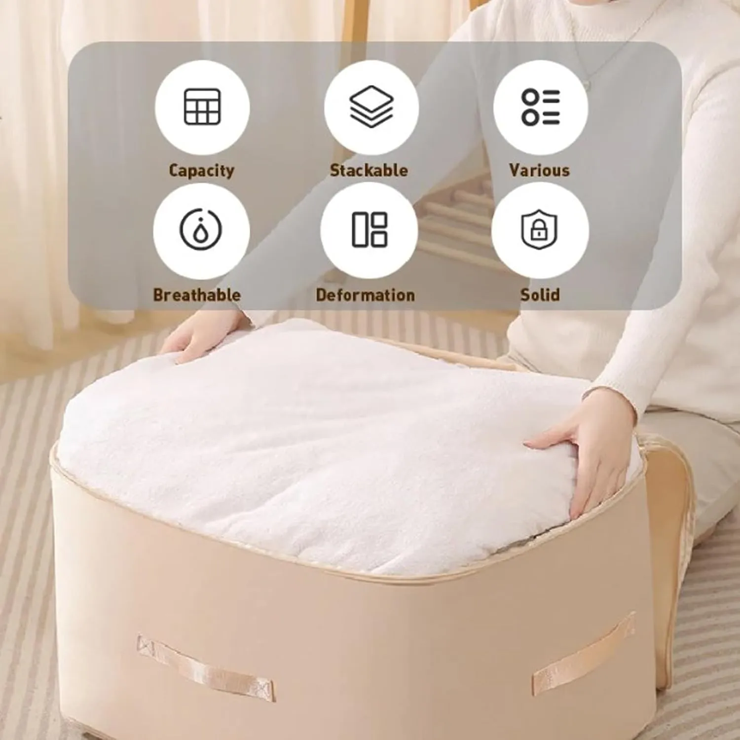 FETNHU Ultra Space Saving Self Compression Organizer, Heavy Duty Moving Bags, Travel Packing Organizers Storage Tote for Clothes Comforters,Blankets,Bedding (Gray,XL)