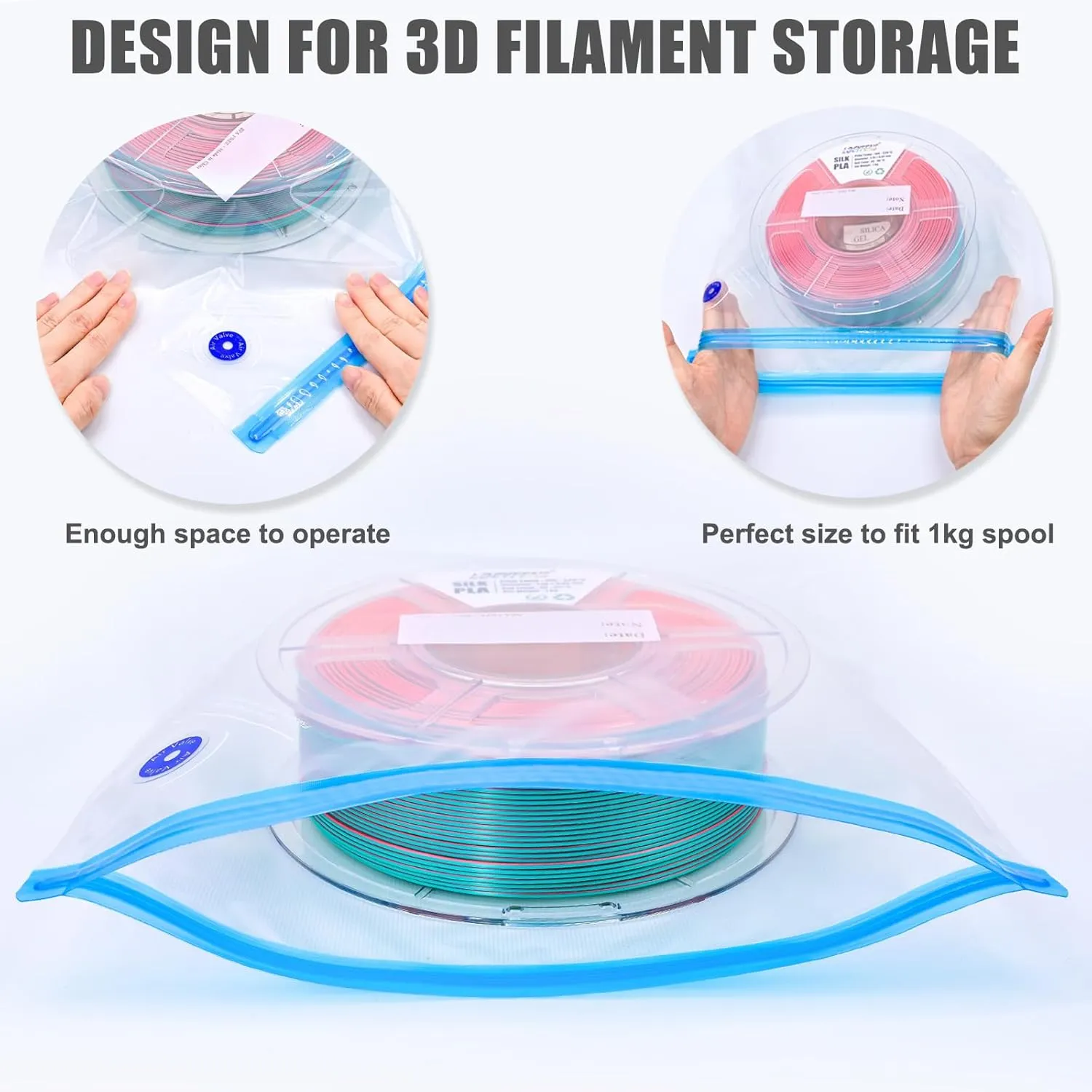 Filament Storage Bags Electric Pump Kit 30Pcs, Pro Size 13.4X12.6inch 3D Printer Filament Storage Bags Vacuum 30 Desiccants, Auto Pump,Perfect for 3D Filament Storage