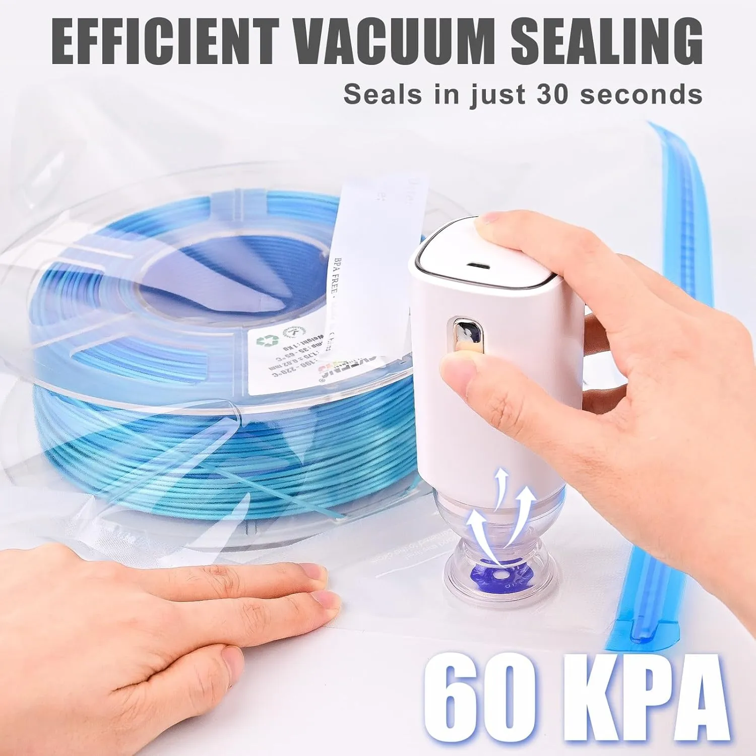 Filament Storage Bags Electric Pump Kit 30Pcs, Pro Size 13.4X12.6inch 3D Printer Filament Storage Bags Vacuum 30 Desiccants, Auto Pump,Perfect for 3D Filament Storage