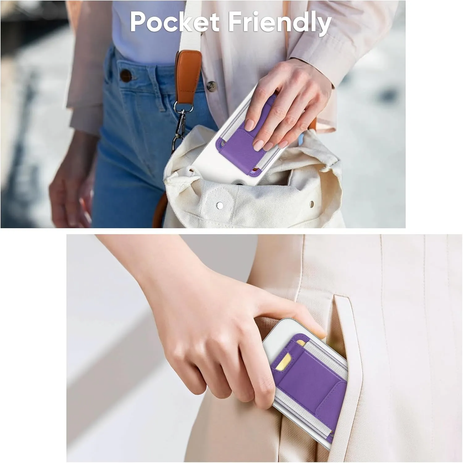 FINPAC MagSafe Wallet, Magnetic Card Wallet Holder for iPhone 16/15/14/13/12 Series, Safe RFID Blocking Slim Leather 6 Card Holder for Women Men, Ultramarine Violet