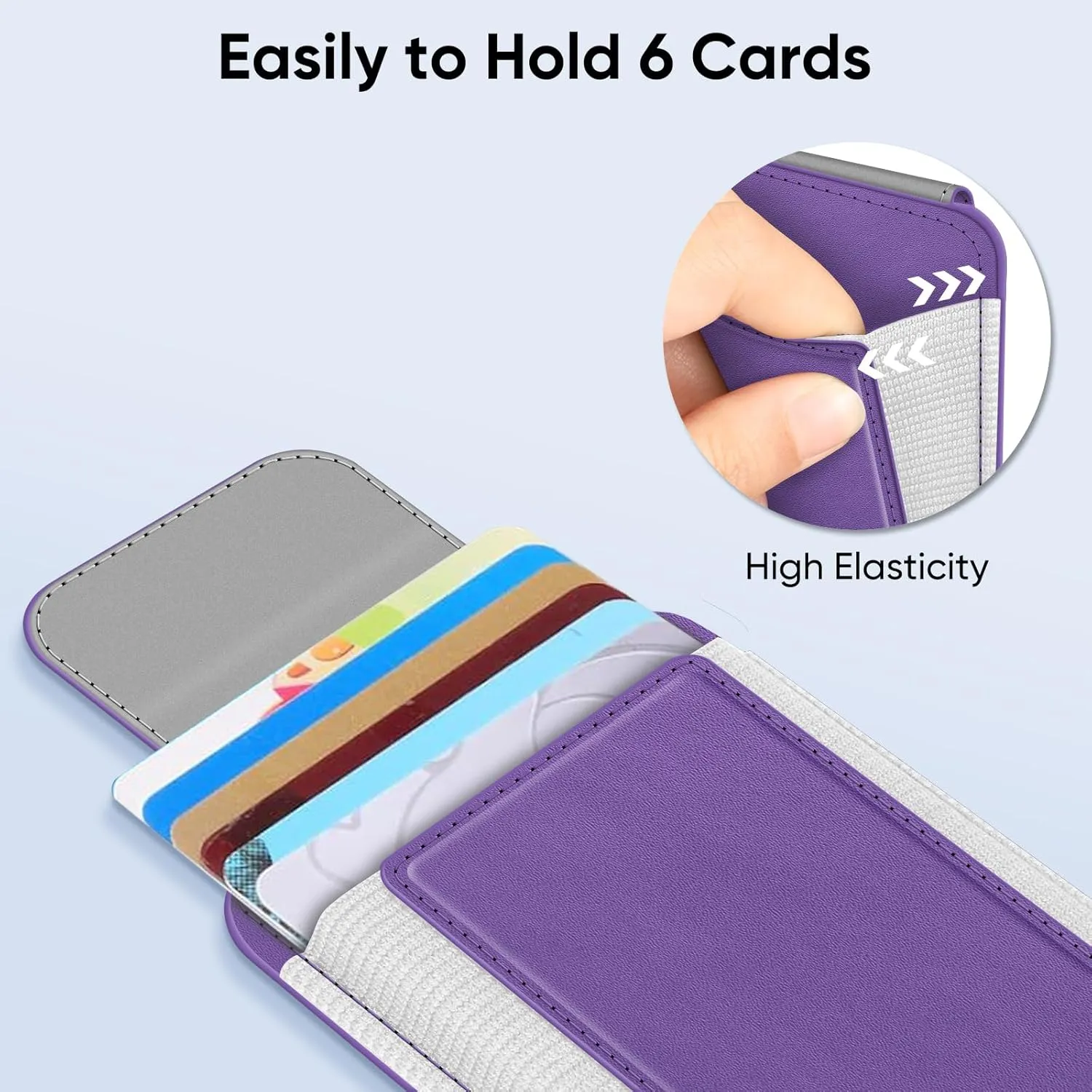 FINPAC MagSafe Wallet, Magnetic Card Wallet Holder for iPhone 16/15/14/13/12 Series, Safe RFID Blocking Slim Leather 6 Card Holder for Women Men, Ultramarine Violet
