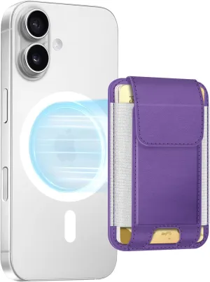 FINPAC MagSafe Wallet, Magnetic Card Wallet Holder for iPhone 16/15/14/13/12 Series, Safe RFID Blocking Slim Leather 6 Card Holder for Women Men, Ultramarine Violet