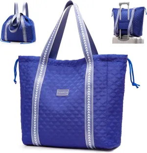 FIORETTO Womens Quilted Travel Tote Bag Duffle Bag with Trolley Sleeve