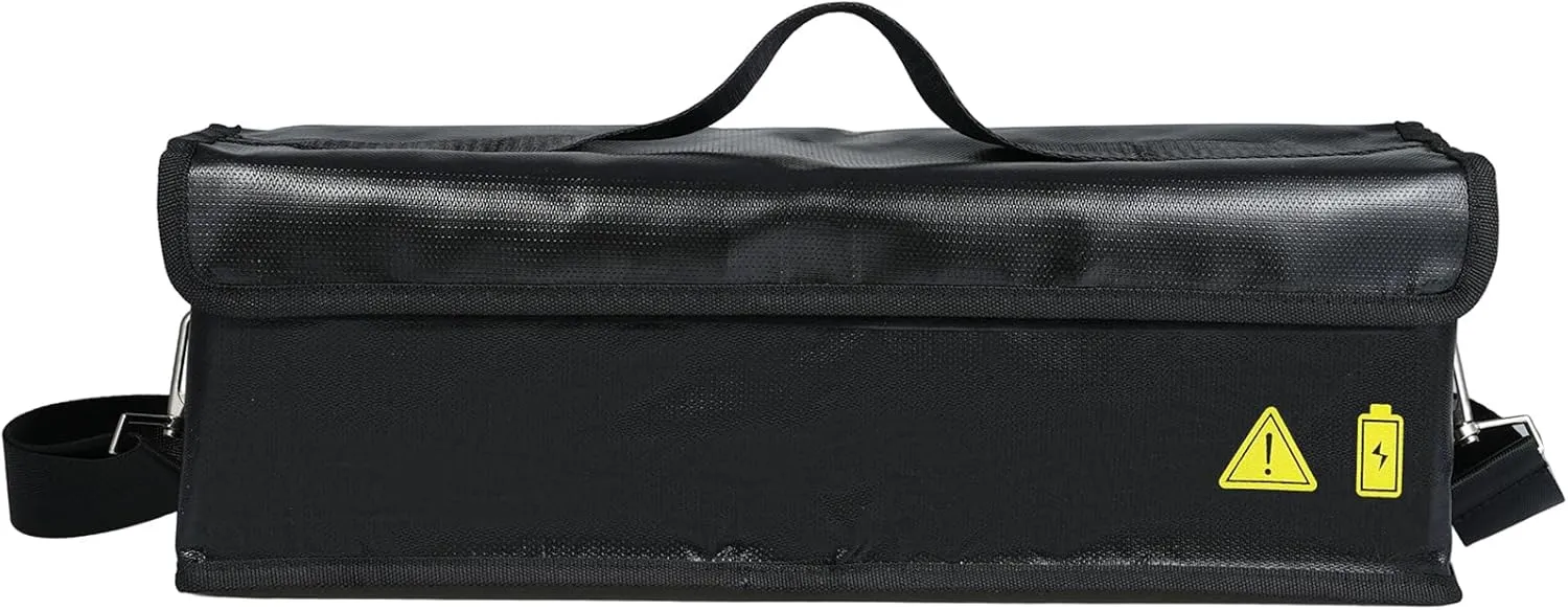 Fireproof Waterproof Battery Bag Lipo Charging Bag ion Pouch for Storage with Invisable Side Charging Port and Adjustale Shoulder Strap for Transport Travel Use 41x12x13cm