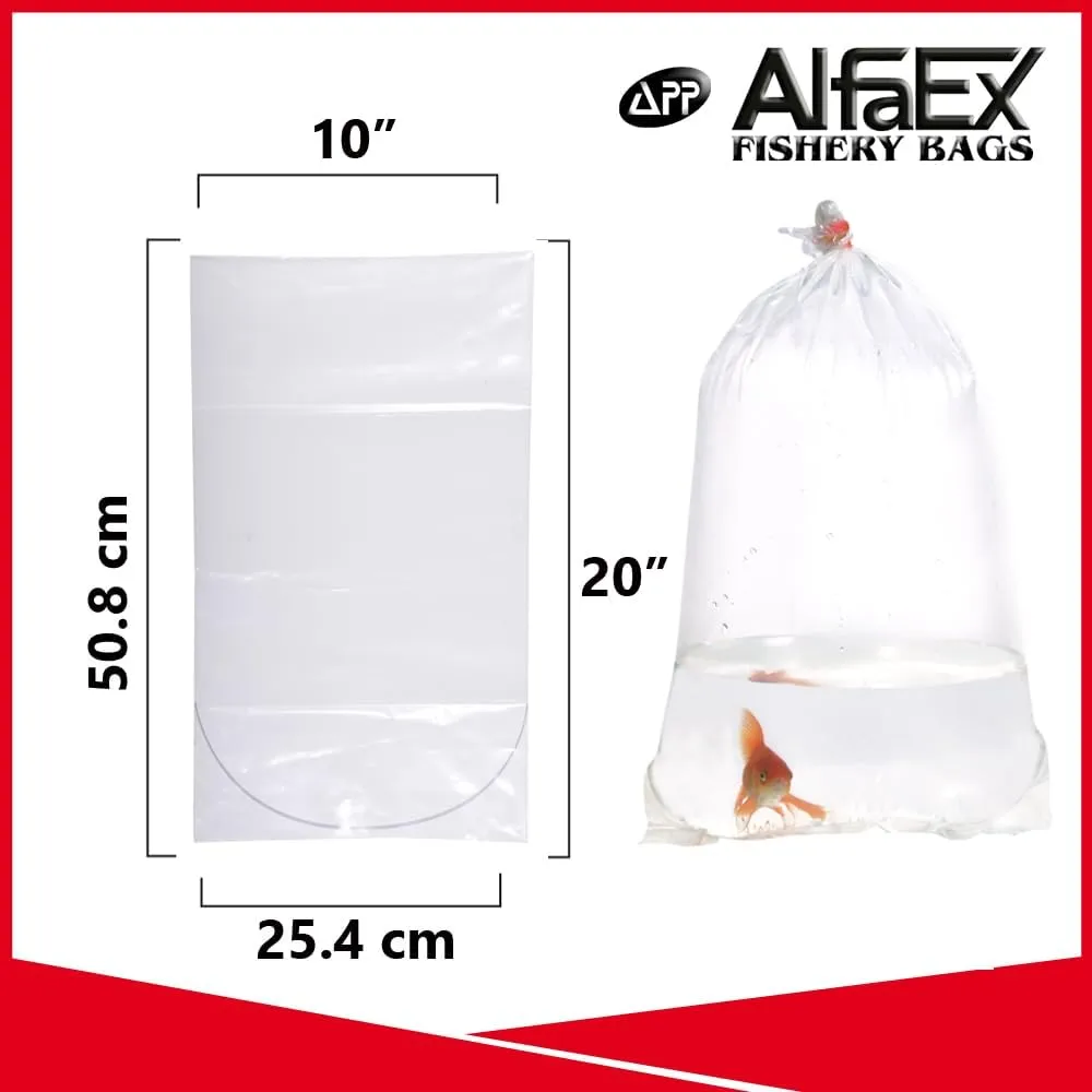 Fishery Bags 10 Inches Leak Proof Rounded Bottom Corners Clear Plastic Fish Bags for Marine and Tropical Fish Transport. (10" x 20" / 50 Pack / 3 Mil)