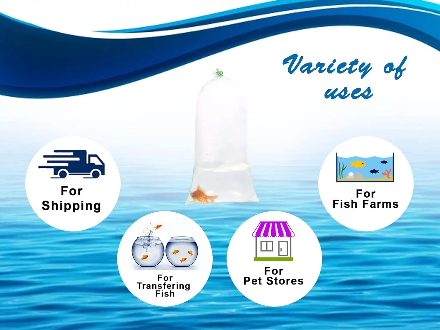 Fishery Bags 10 Inches Leak Proof Rounded Bottom Corners Clear Plastic Fish Bags for Marine and Tropical Fish Transport. (10" x 20" / 50 Pack / 3 Mil)