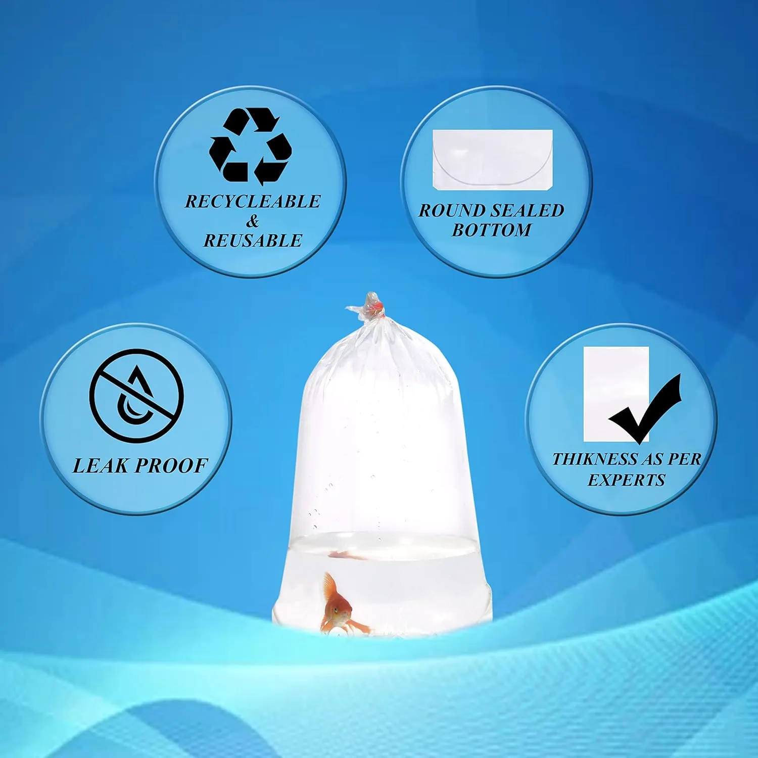 Fishery Bags 10 Inches Leak Proof Rounded Bottom Corners Clear Plastic Fish Bags for Marine and Tropical Fish Transport. (10" x 20" / 50 Pack / 3 Mil)