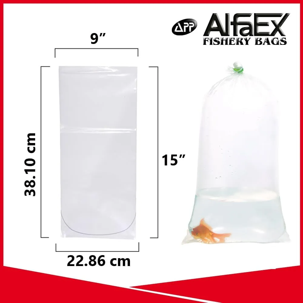 Fishery Bags 9 Inches Leak Proof Rounded Bottom Corners Clear Plastic Fish Bags for Marine and Tropical Fish Transport. (9" x 15" / 100 Pack / 2 Mil)