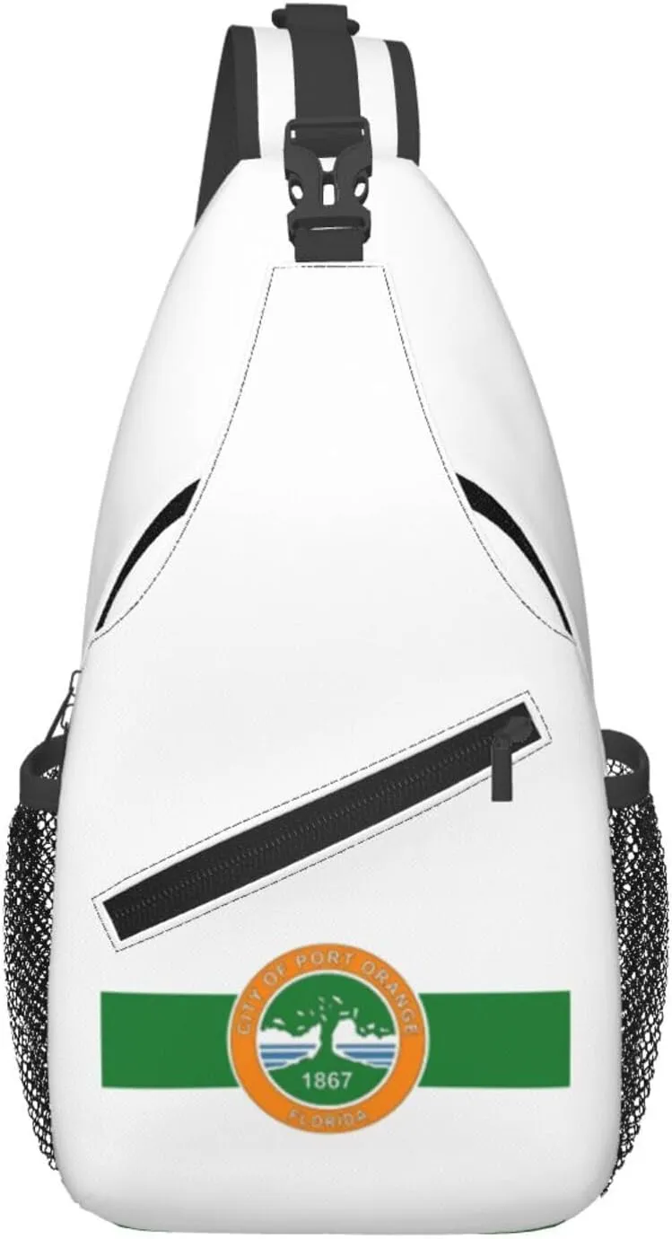 Flag Of Port Orange, Florida Crossbody Bags For Women Men Chest Backpack Gym Shoulder Bag Travel Outdoor Sports Casual Crossbody Bags