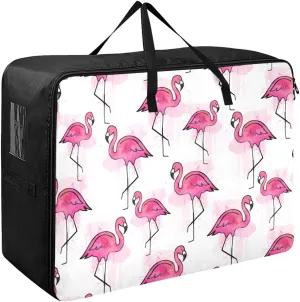 Flamingos Storage Bags, 27.5x19.7x11 In, Garment Storage Organizer Travel Cargo Duffel Bags Space Saving Packing Totes for Moving Supplies Storage