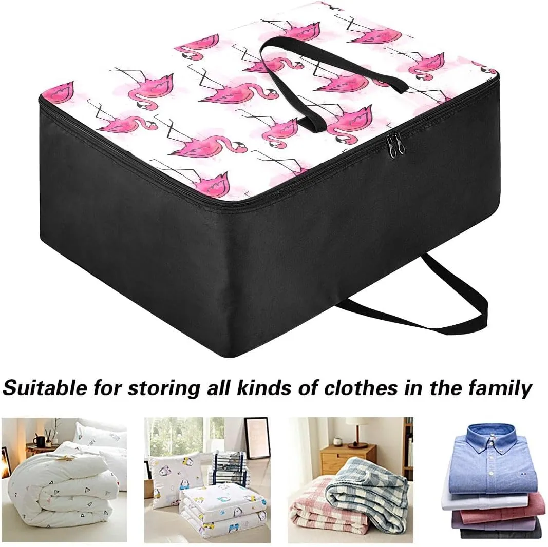 Flamingos Storage Bags, 27.5x19.7x11 In, Garment Storage Organizer Travel Cargo Duffel Bags Space Saving Packing Totes for Moving Supplies Storage