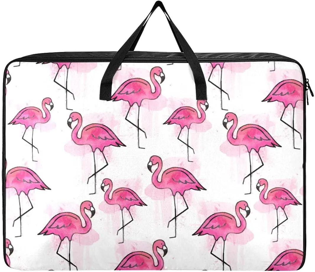 Flamingos Storage Bags, 27.5x19.7x11 In, Garment Storage Organizer Travel Cargo Duffel Bags Space Saving Packing Totes for Moving Supplies Storage