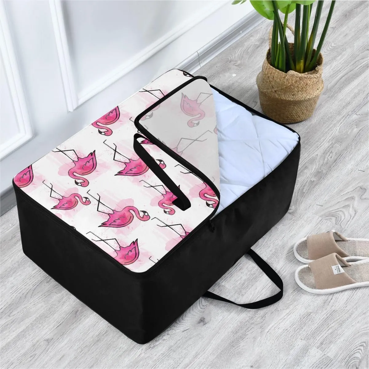 Flamingos Storage Bags, 27.5x19.7x11 In, Garment Storage Organizer Travel Cargo Duffel Bags Space Saving Packing Totes for Moving Supplies Storage
