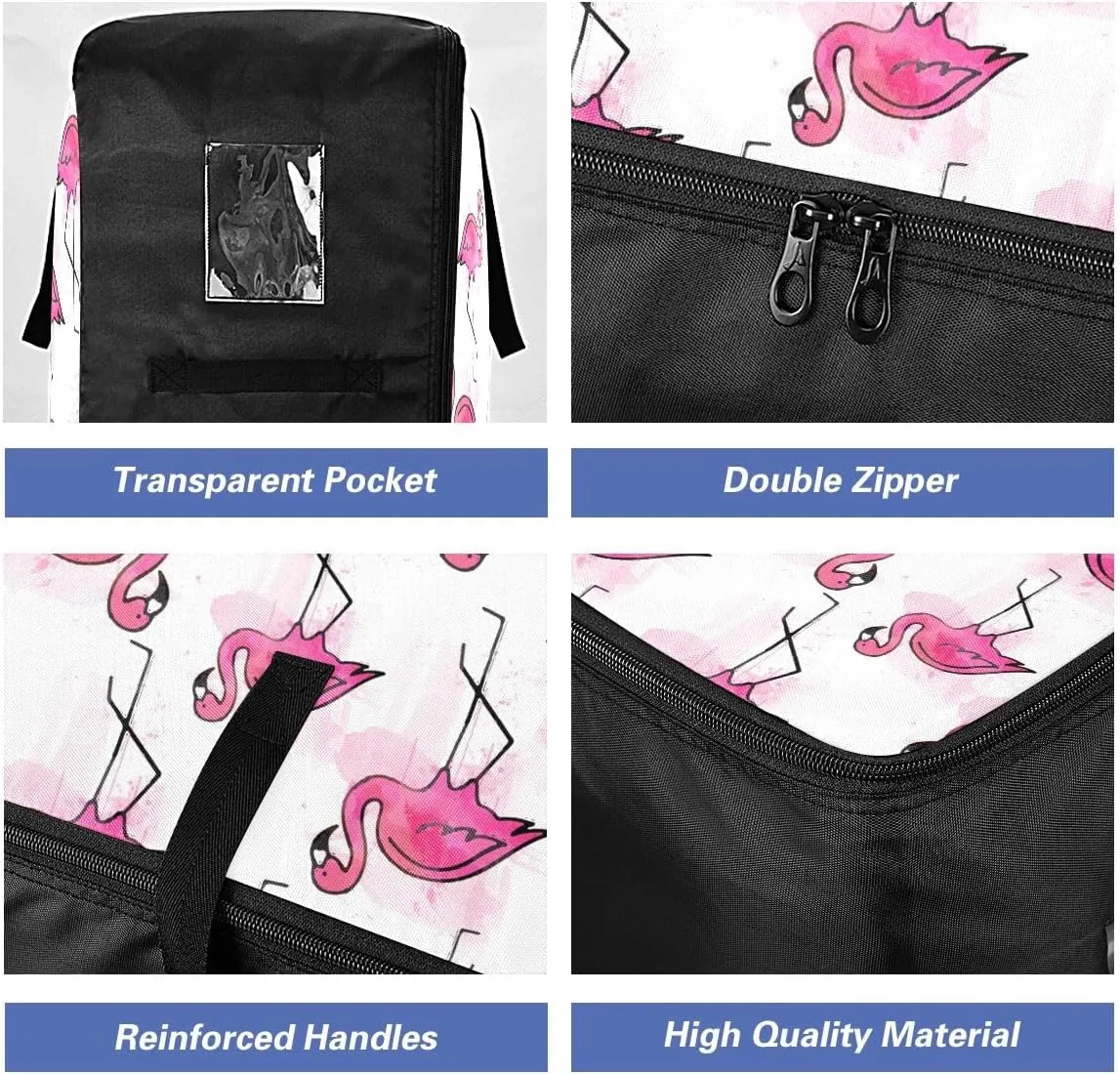 Flamingos Storage Bags, 27.5x19.7x11 In, Garment Storage Organizer Travel Cargo Duffel Bags Space Saving Packing Totes for Moving Supplies Storage