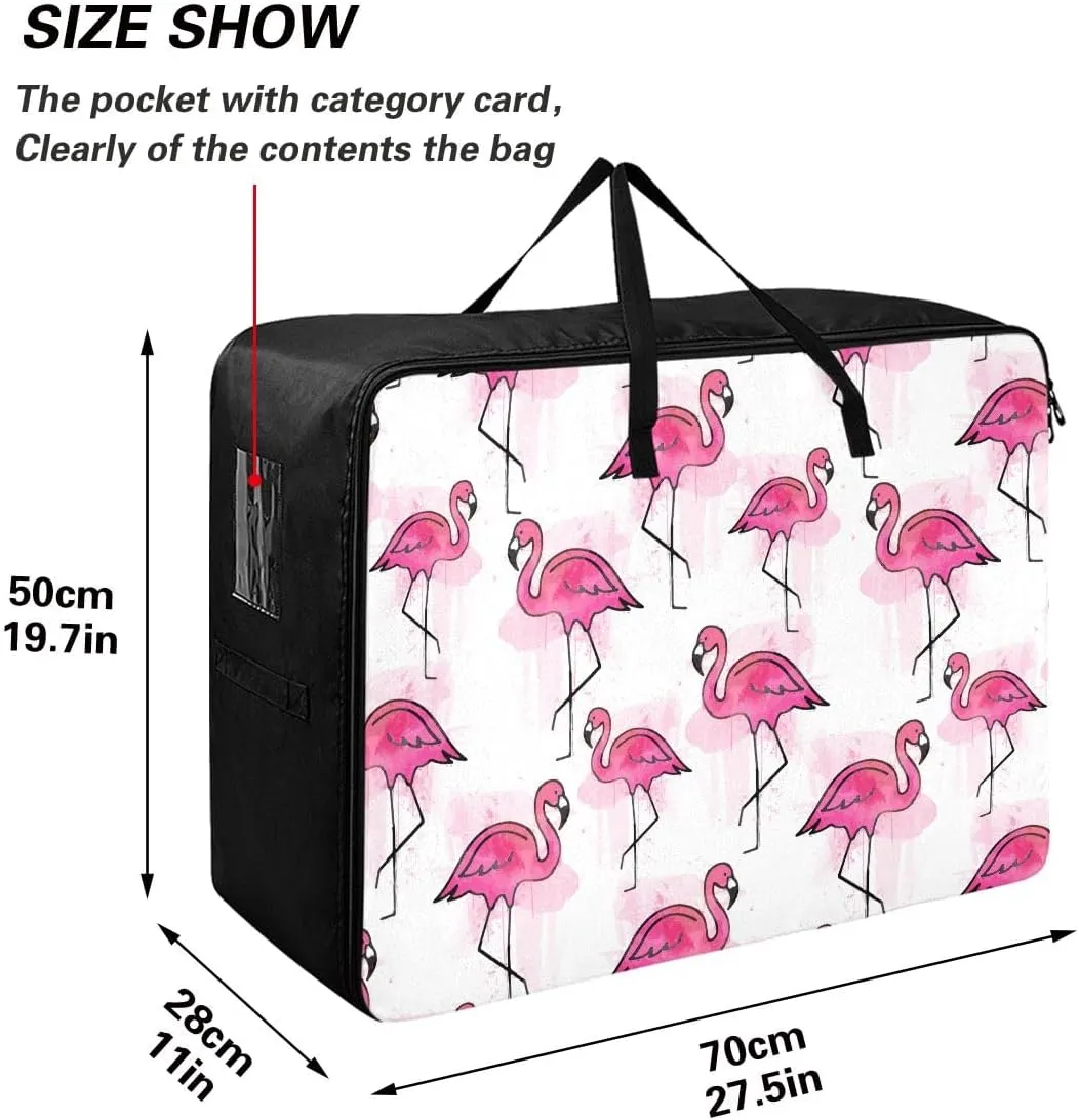 Flamingos Storage Bags, 27.5x19.7x11 In, Garment Storage Organizer Travel Cargo Duffel Bags Space Saving Packing Totes for Moving Supplies Storage