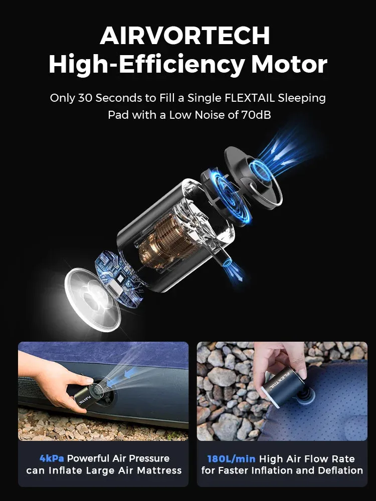 FLEXTAILGEAR Tiny Pump X 2024 Mini Air Pump with Light for Camping and Travel