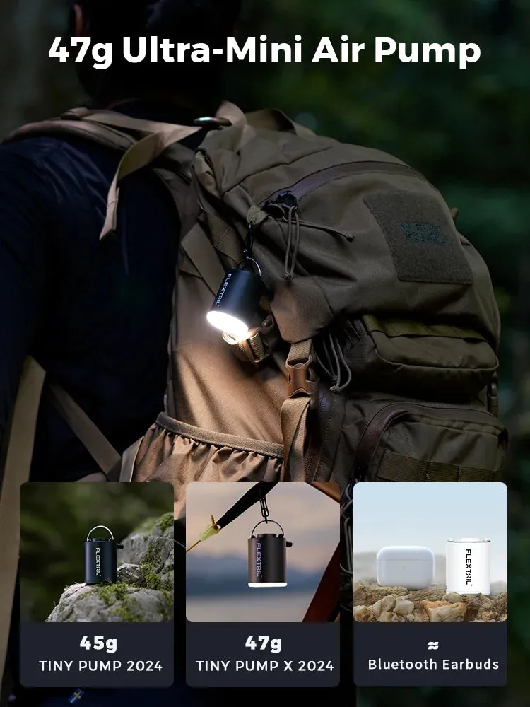 FLEXTAILGEAR Tiny Pump X 2024 Mini Air Pump with Light for Camping and Travel