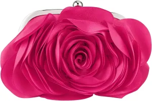 Floral Clutch Purse for Women Rose Wristlet Handbag Party Evening Bag Wedding Shoulder Bags