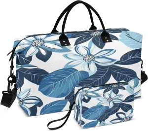 Floral Foliage Artwork Sports Gym Bag for Women Men Travel Duffel Bag Weekend Overnight Carry on Bag with Toiletry Bag Yoga Bag for Swimming Yoga Workout Hospital Plane