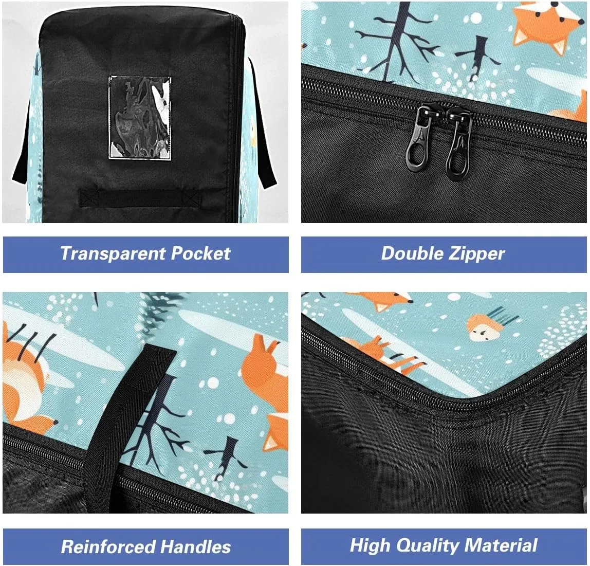 Foxes and Trees Storage Bags, 27.5x19.7x11 In, Reusable and Sustainable Storage Organizer for Clothes, Bedding, Comforter