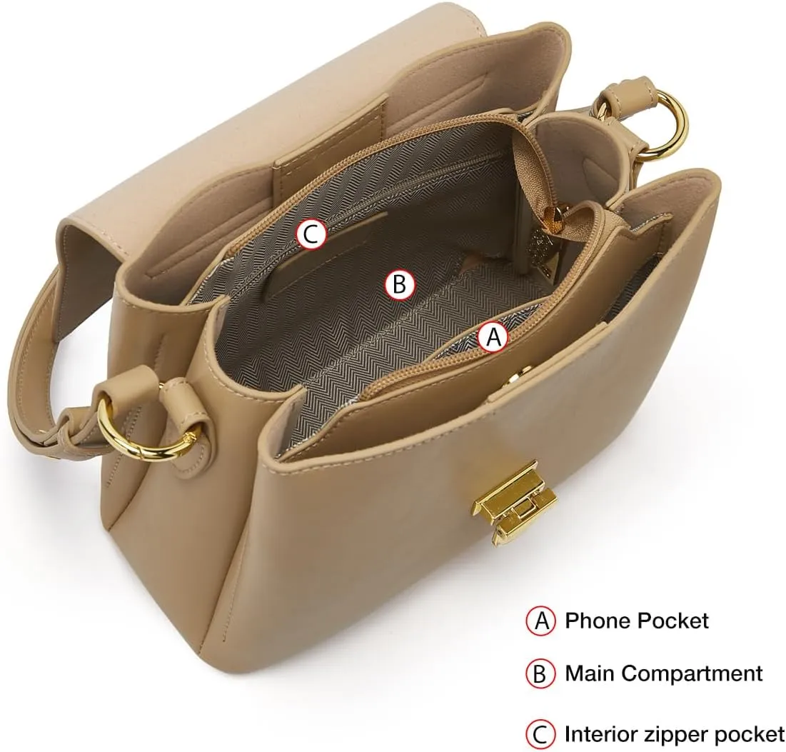FOXLOVER Cell Phone Crossbody Bags for Women Twist Closure Flap Small Mini Size Vertical Wallet Purse