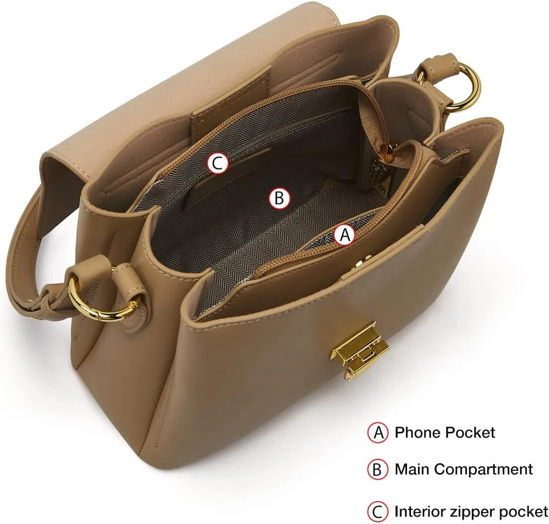 FOXLOVER Cell Phone Crossbody Bags for Women Twist Closure Flap Small Mini Size Vertical Wallet Purse