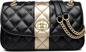 FOXLOVER Quilted Flap Crossbody Bags for Women Leather Shoulder Purse Medium Size Twist Lock