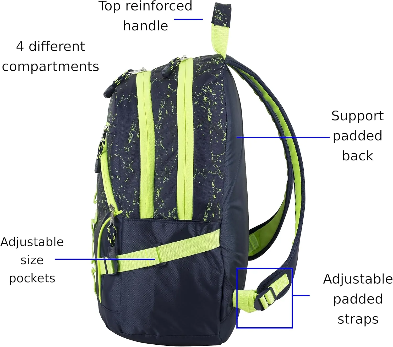 FUEL Hiking Laptop Backpack, College Bookbag, Travel Daypack with 5 Compartments, Dynamo Tech Pocket, 18.5 Inches
