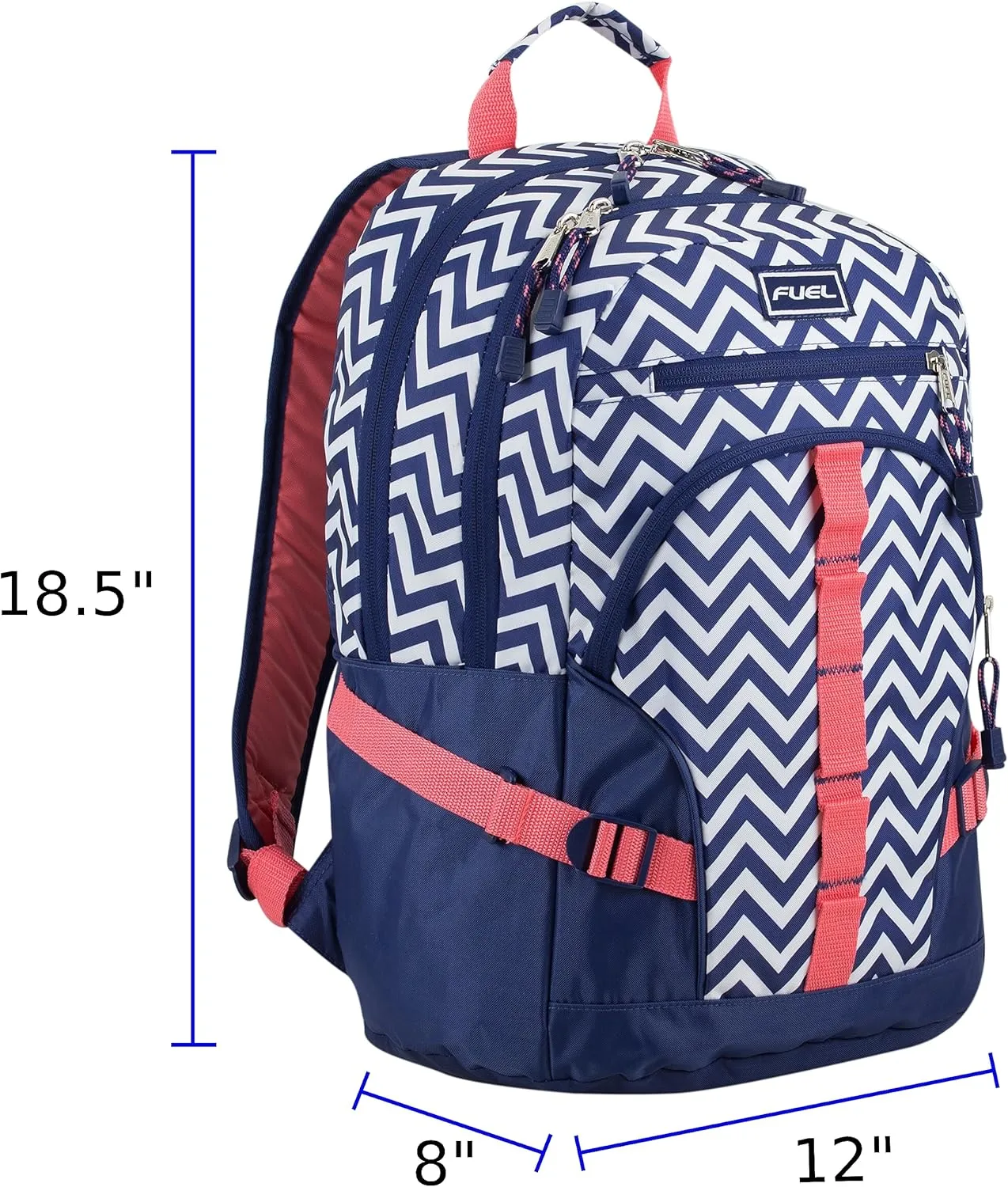 FUEL Hiking Laptop Backpack, College Bookbag, Travel Daypack with 5 Compartments, Dynamo Tech Pocket, 18.5 Inches