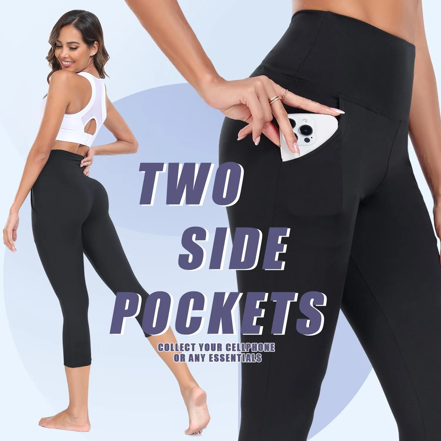 FULLSOFT 4 Pack Leggings with Pockets for Women,Soft High Waisted Tummy Control Workout Yoga Pants