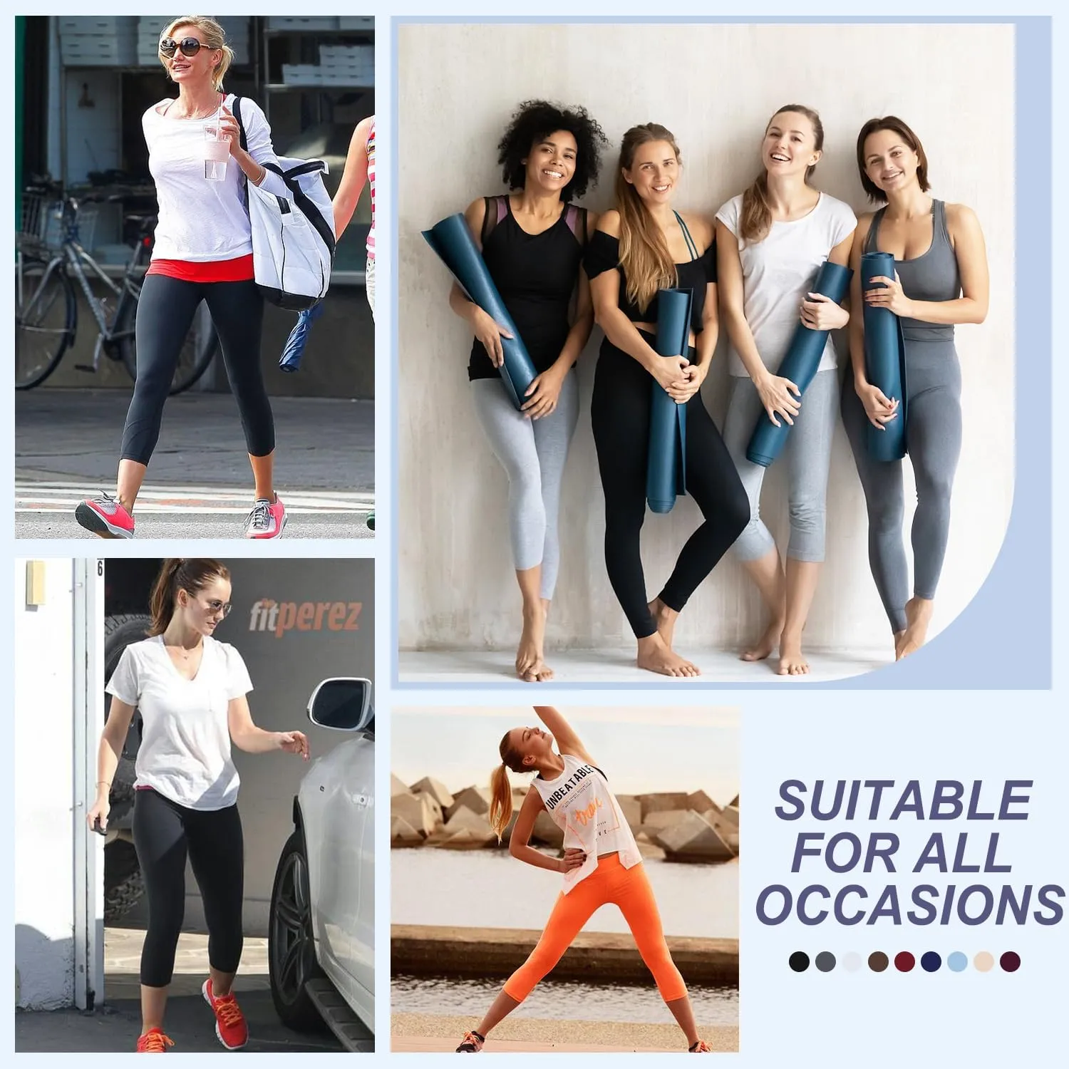 FULLSOFT 4 Pack Leggings with Pockets for Women,Soft High Waisted Tummy Control Workout Yoga Pants