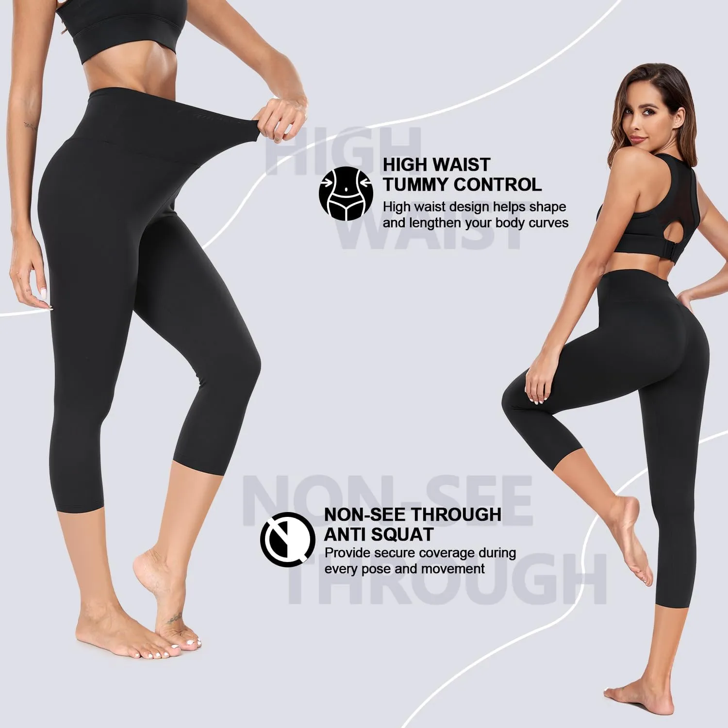 FULLSOFT 4 Pack Leggings with Pockets for Women,Soft High Waisted Tummy Control Workout Yoga Pants