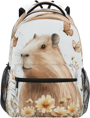 Fun Backpack for Unisex Adult Fashion School Bag with Chest Strap for Business Work College Travel Trip Sweet Capybara White