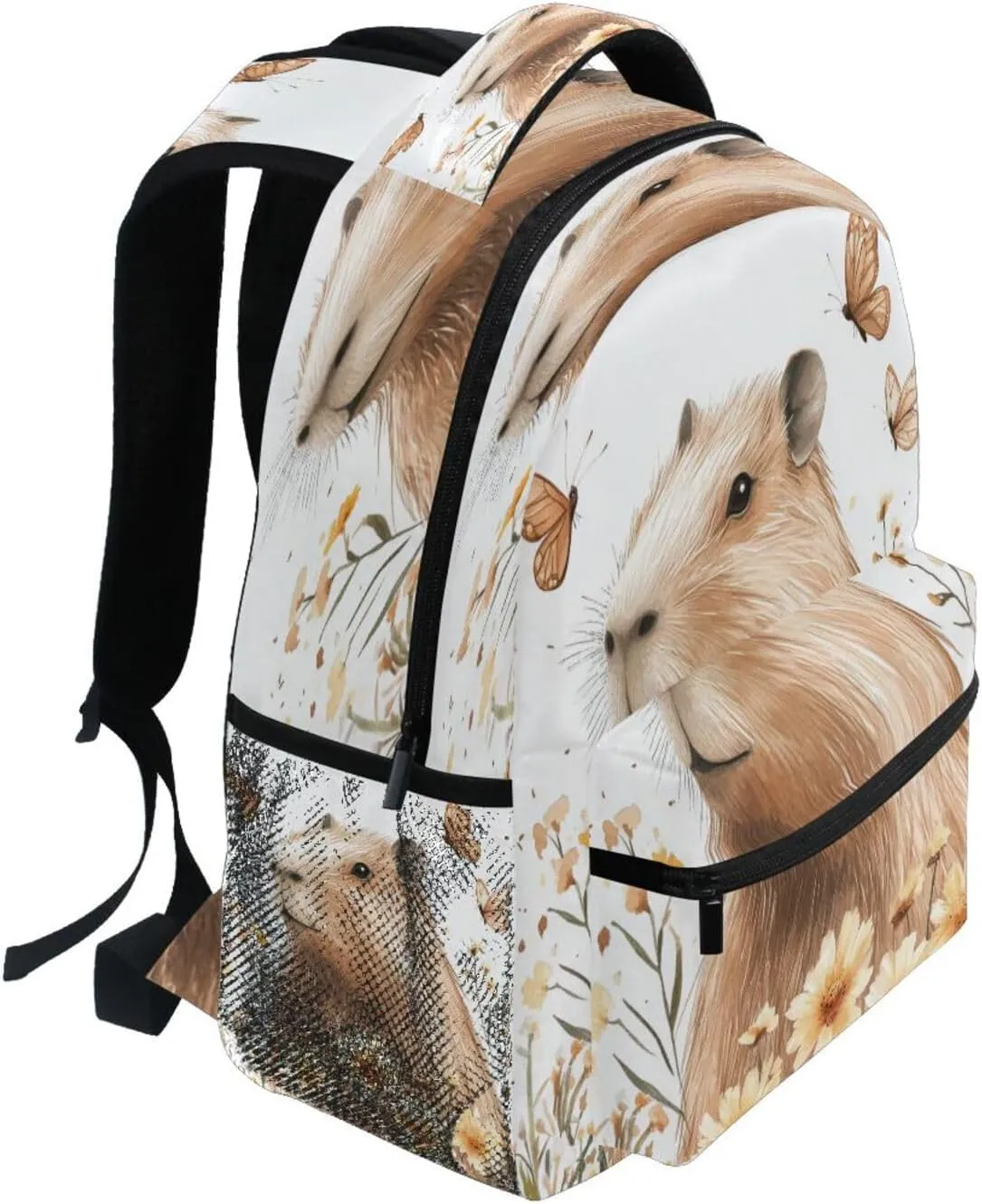 Fun Backpack for Unisex Adult Fashion School Bag with Chest Strap for Business Work College Travel Trip Sweet Capybara White