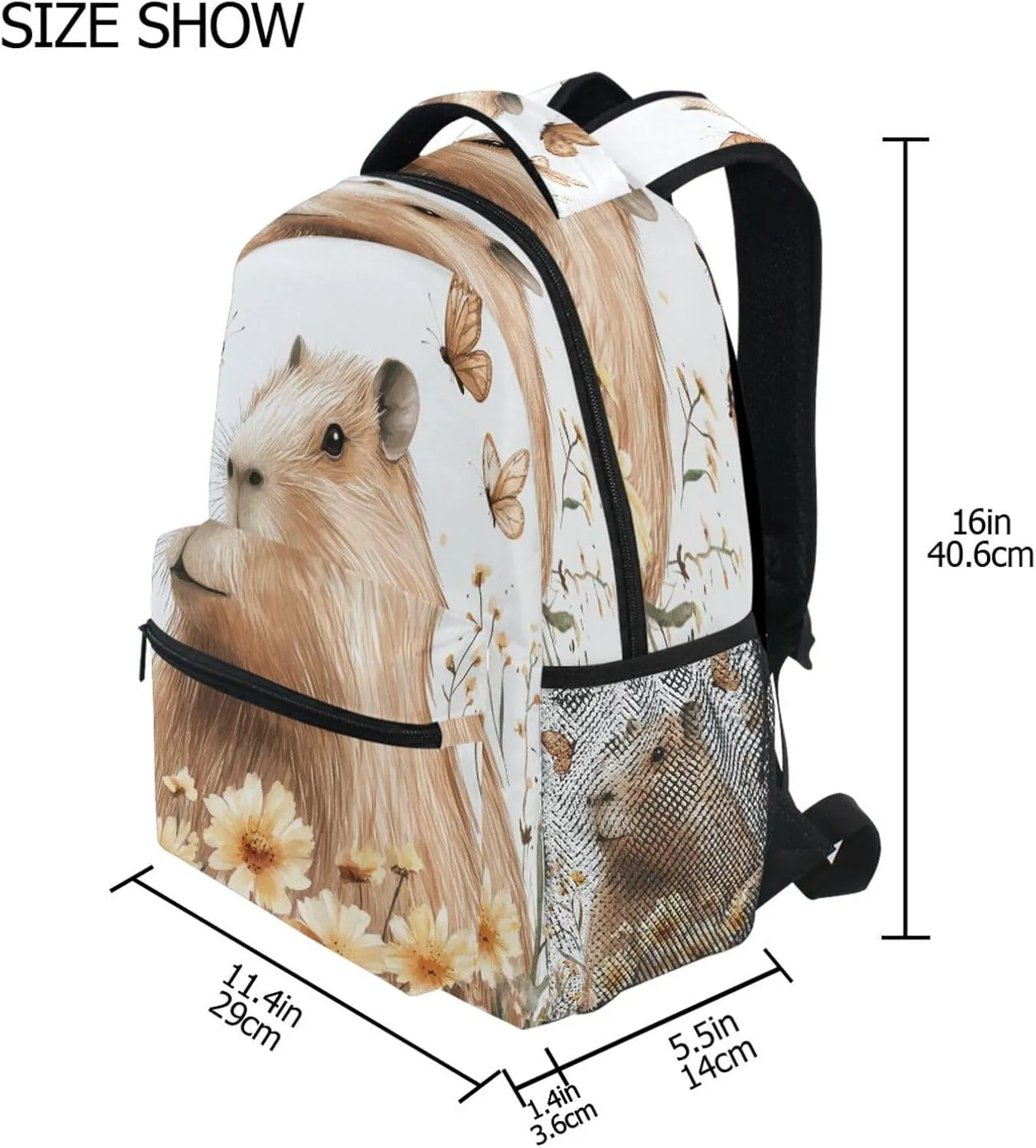 Fun Backpack for Unisex Adult Fashion School Bag with Chest Strap for Business Work College Travel Trip Sweet Capybara White