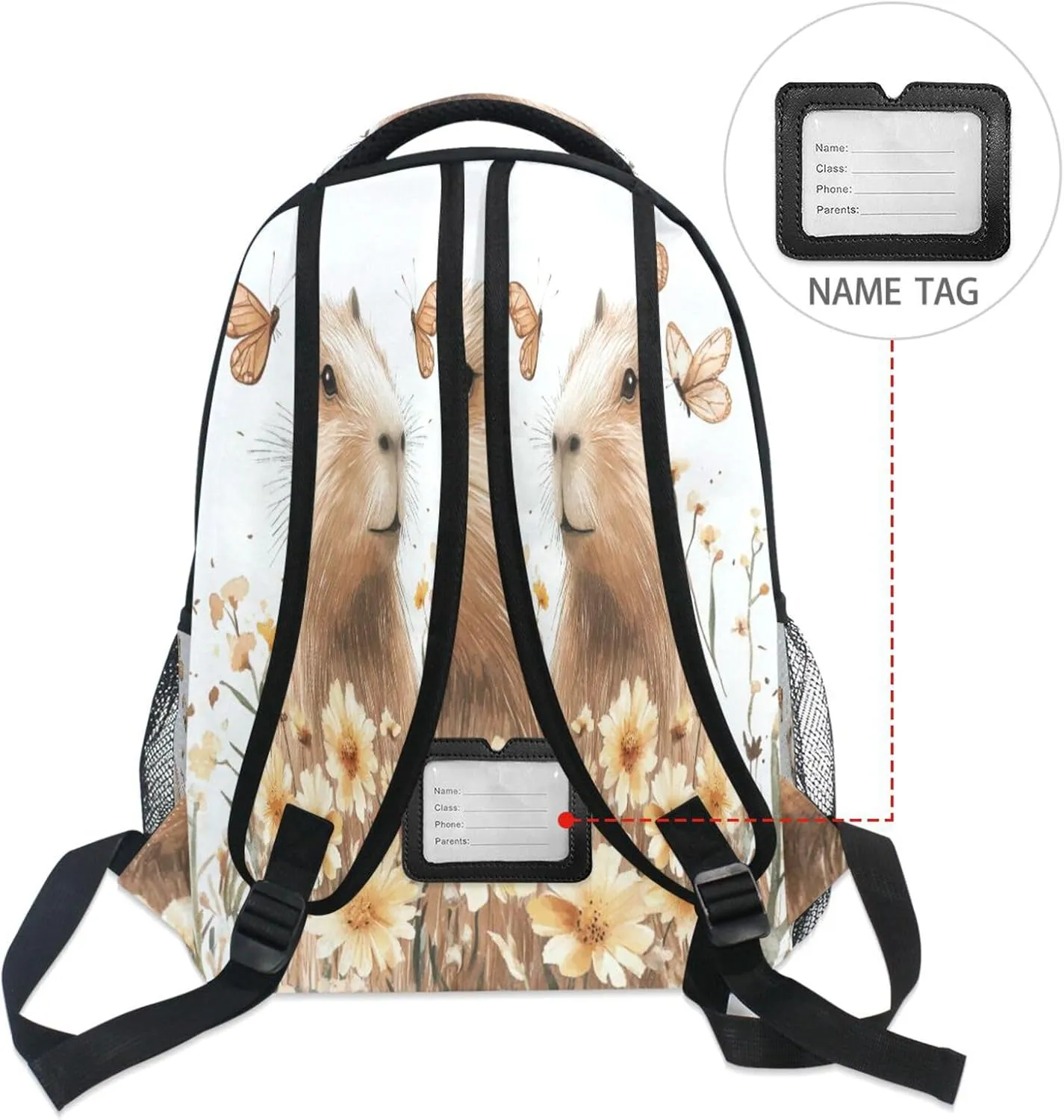 Fun Backpack for Unisex Adult Fashion School Bag with Chest Strap for Business Work College Travel Trip Sweet Capybara White