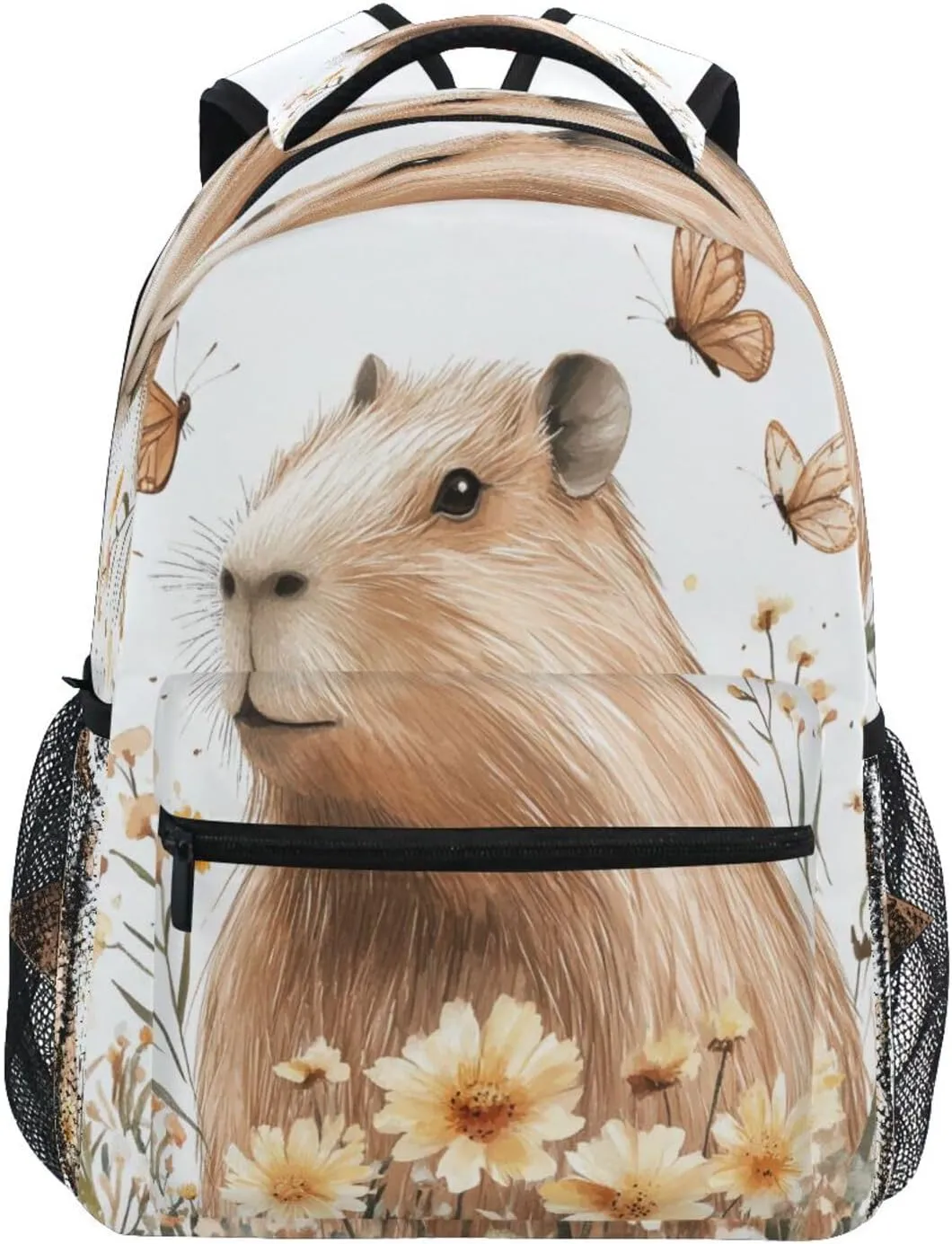 Fun Backpack for Unisex Adult Fashion School Bag with Chest Strap for Business Work College Travel Trip Sweet Capybara White