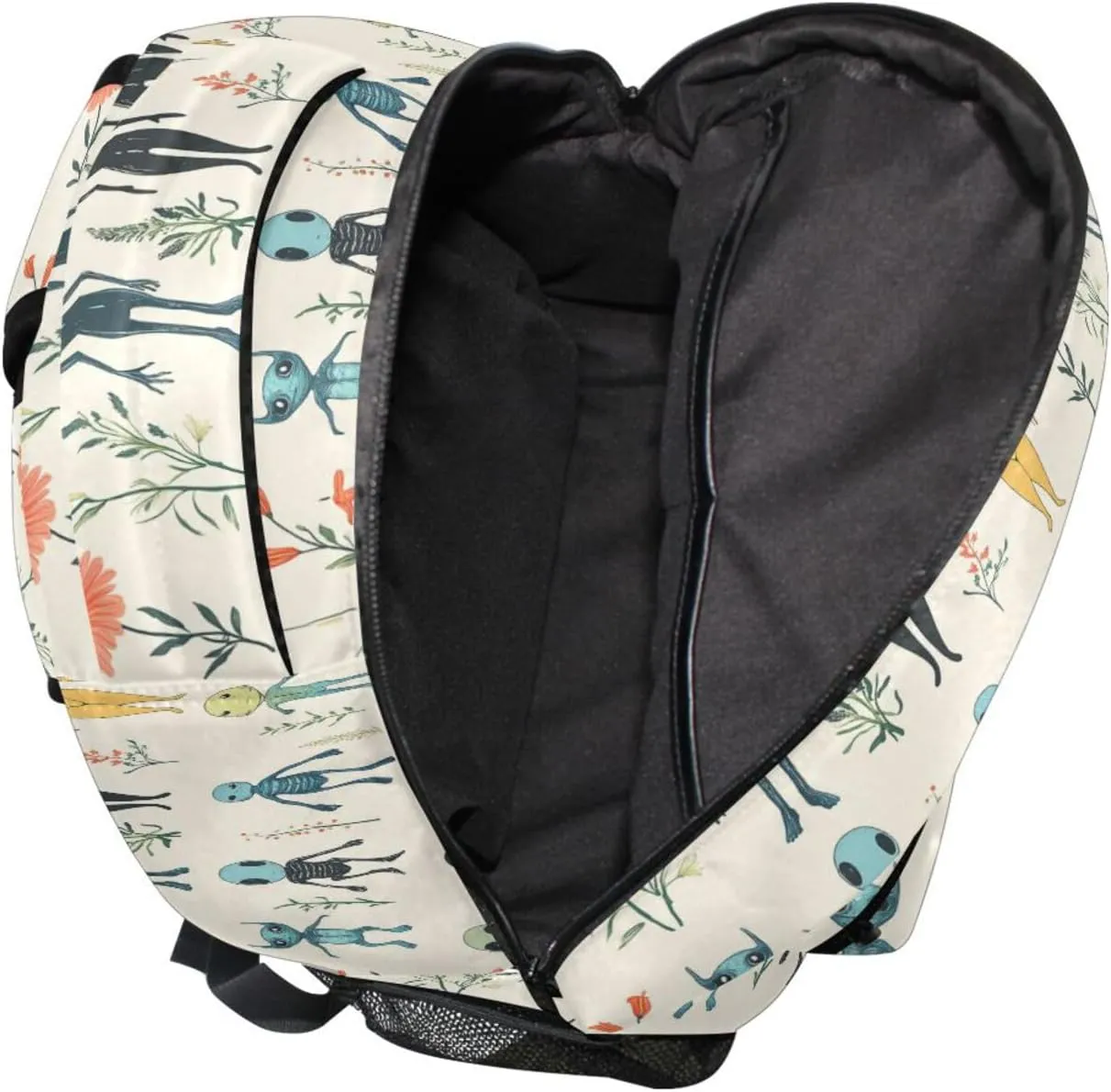 Fun Backpack for Unisex Adult Waterproof Stylish Travel Bags with Chest Strap Gift Men & Women Cartoon Funny Aliens Neutral