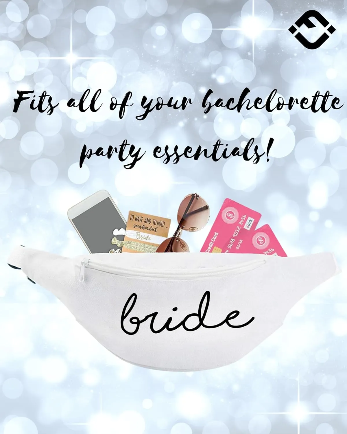 Funky Junque Bachelorette Fanny Packs - 6 Pack: 1 Bride (White) & 5 Squad (Black)