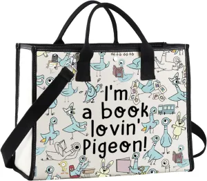 G2TUP Pigeon Tote Bag - Teacher Gifts: 'I'm a Book Lovin' Pigeon' Shoulder Bag