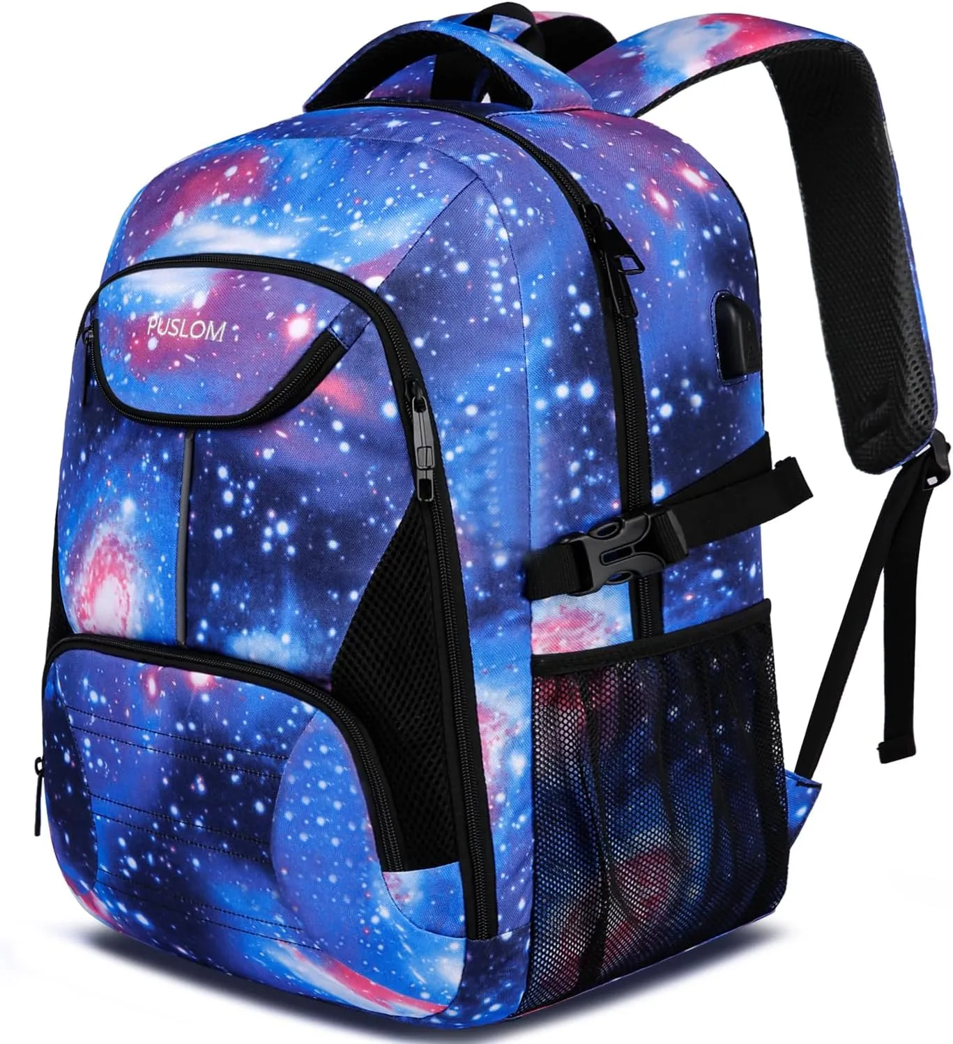 Galaxy Backpack for College Bookbag Travel Business with USB Charging Port, Travel Laptop Backpack Work Bag, Anti Theft Durable Water Resistant Computer Bag Fit Laptop Up to 17.3 Inch, Galaxy - Blue