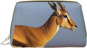 Galloping Gazelles Print Cute Small Makeup Bag, Leather Cosmetic Bags for Purse Women Gifts Make Up Organizer Travelling