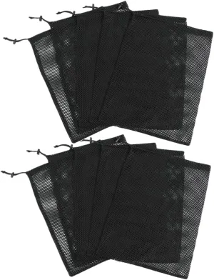 Garneck Multi-purpose Mesh Bags Drawstring Mesh Bag for Travel Sports Equipment Balls Clothes Storage 10 Pack Black 45x35cm Polyester Easy to Use