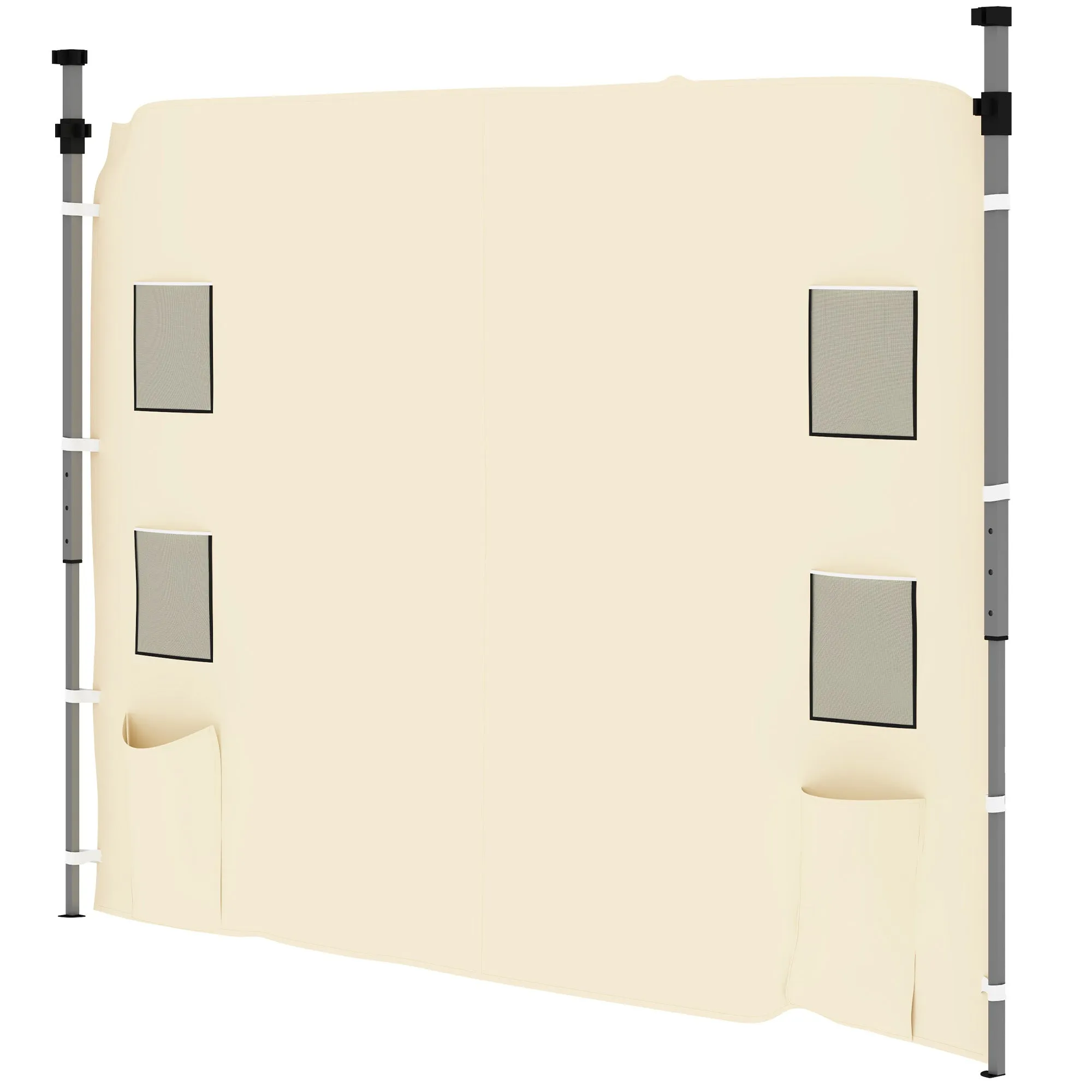 Gazebo Side Panel, Canopy Sidewall Panel with 4 Mesh Bags and 2 Storage Pockets for 3 x 3 m Straight Leg Pop Up Gazebos, 1 Pack Sidewall Only, Beige